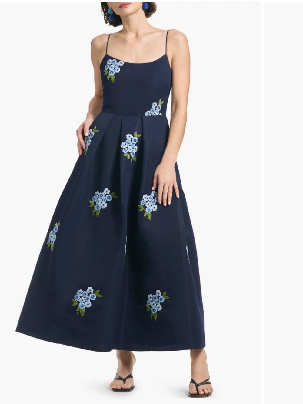 Sachin & Babi Audra dress. Navy with embroidered detials. Size 8.